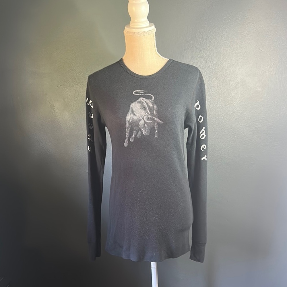Kinetix Long Sleeve Ribbed Tee with Bull Graphic